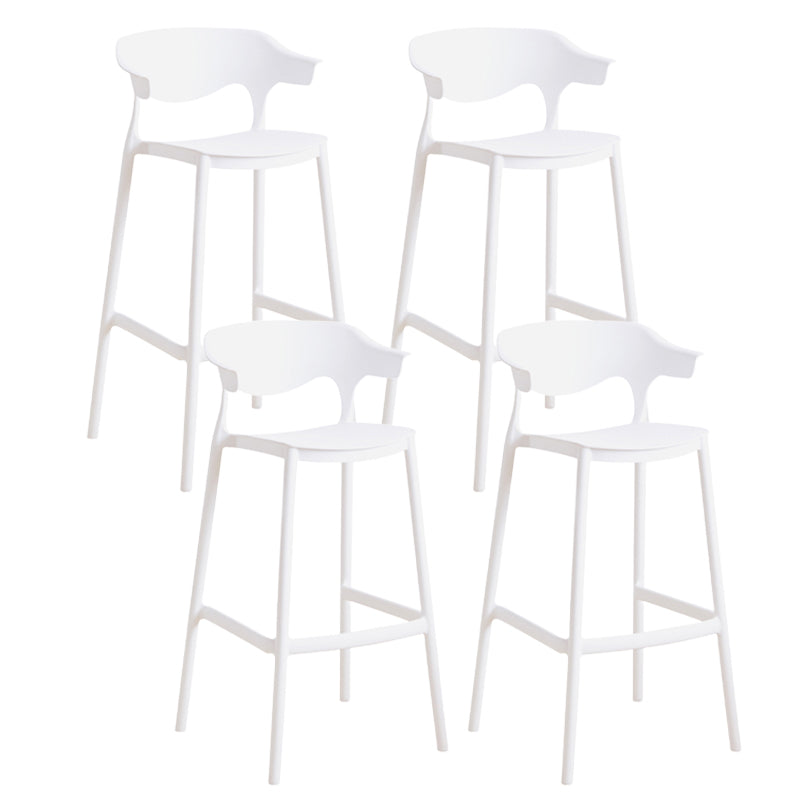 Contemporary Low Back Plastic Armless Bar Stools with Footrest