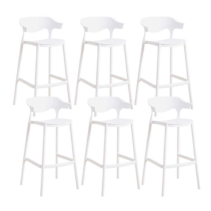 Contemporary Low Back Plastic Armless Bar Stools with Footrest