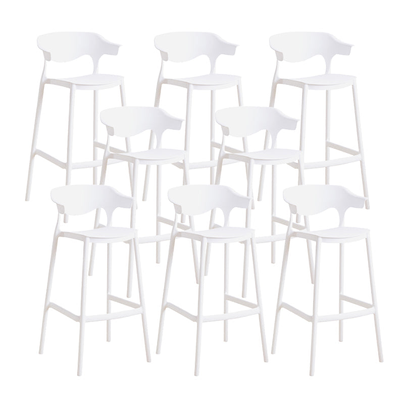 Contemporary Low Back Plastic Armless Bar Stools with Footrest