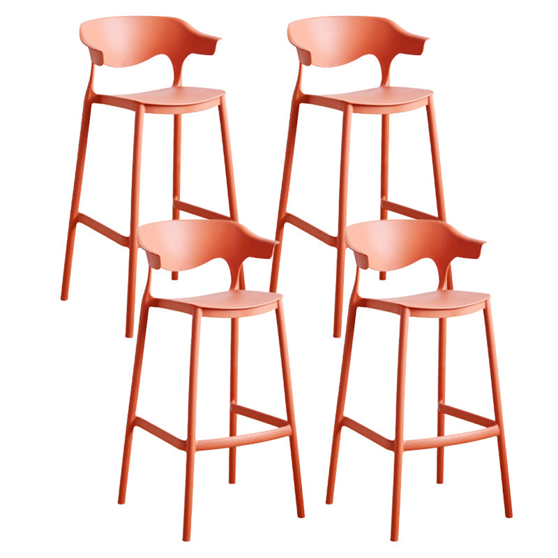 Contemporary Low Back Plastic Armless Bar Stools with Footrest