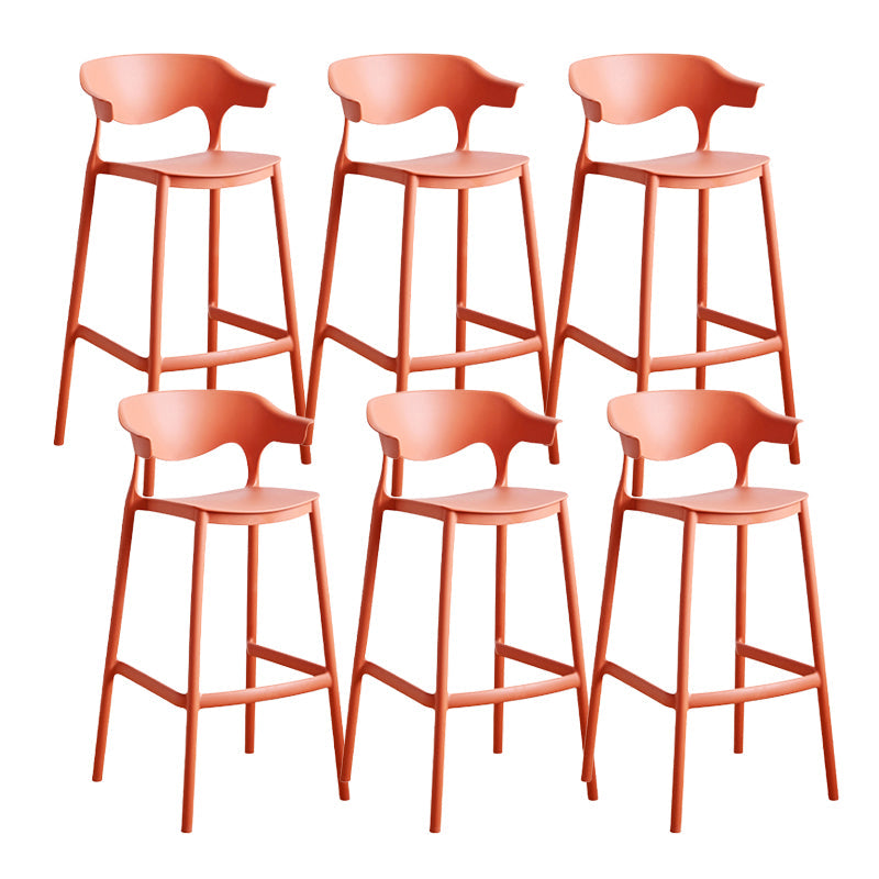 Contemporary Low Back Plastic Armless Bar Stools with Footrest