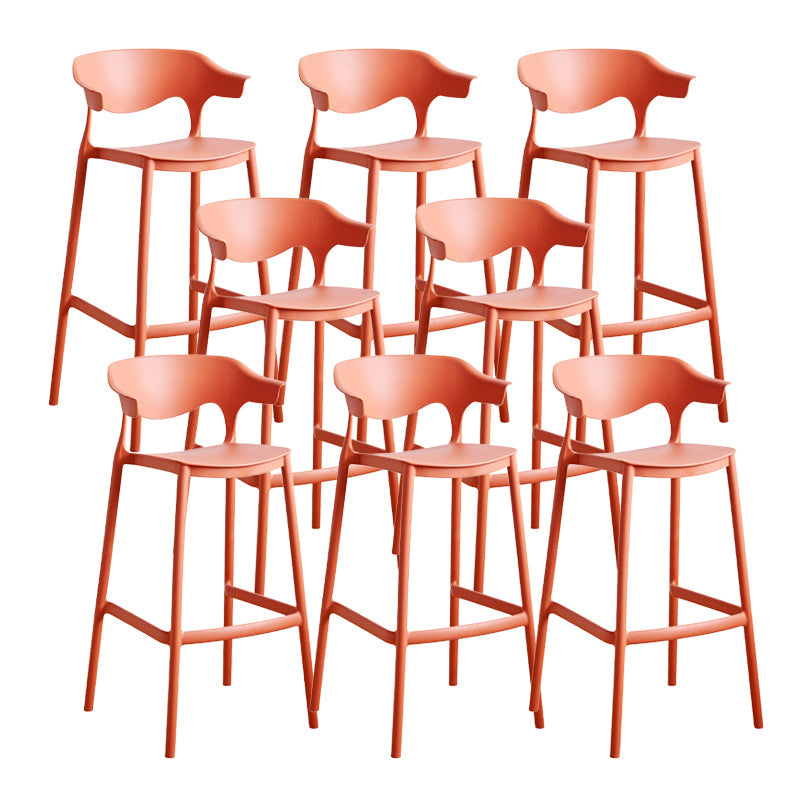 Contemporary Low Back Plastic Armless Bar Stools with Footrest