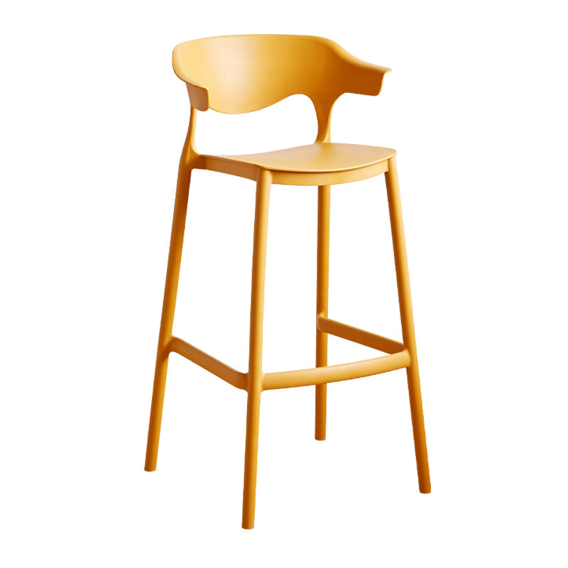 Contemporary Low Back Plastic Armless Bar Stools with Footrest