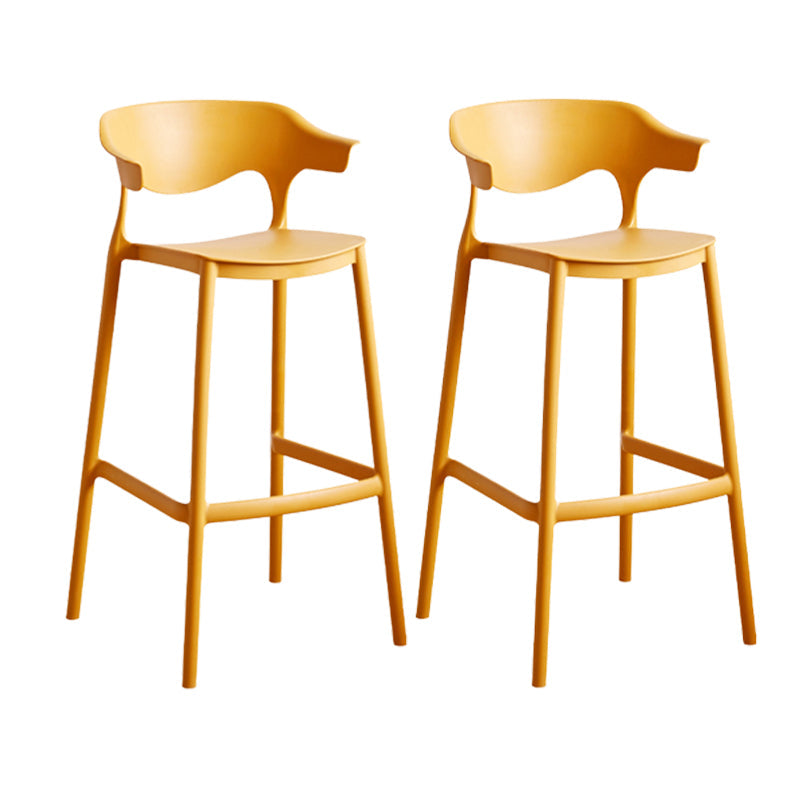 Contemporary Low Back Plastic Armless Bar Stools with Footrest