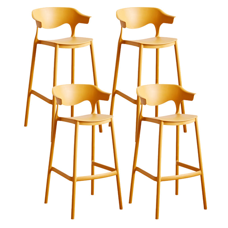 Contemporary Low Back Plastic Armless Bar Stools with Footrest