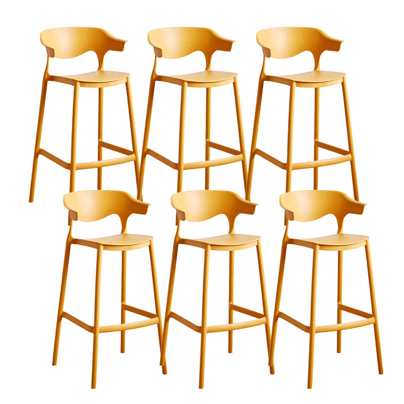 Contemporary Low Back Plastic Armless Bar Stools with Footrest