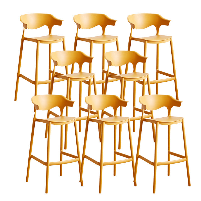 Contemporary Low Back Plastic Armless Bar Stools with Footrest