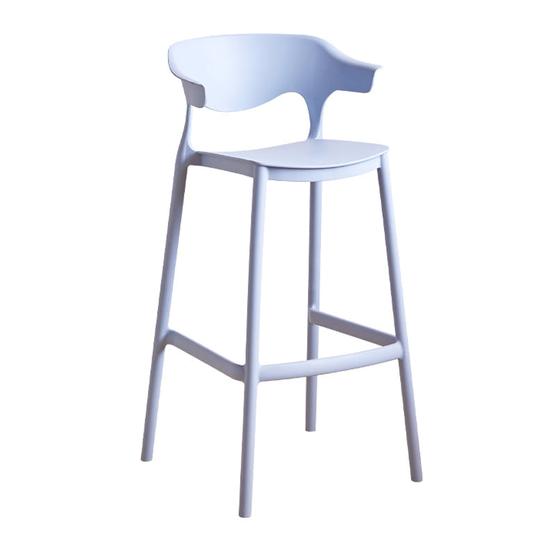 Contemporary Low Back Plastic Armless Bar Stools with Footrest