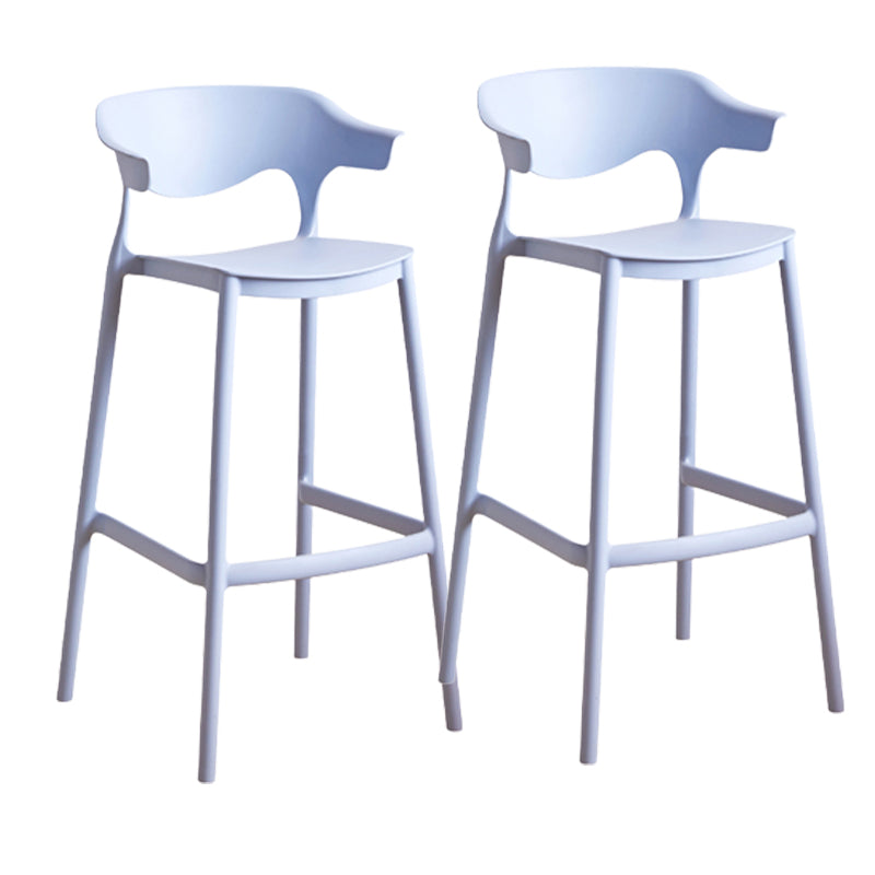 Contemporary Low Back Plastic Armless Bar Stools with Footrest