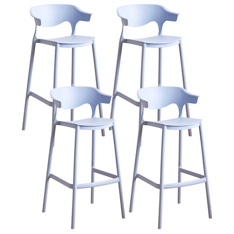 Contemporary Low Back Plastic Armless Bar Stools with Footrest