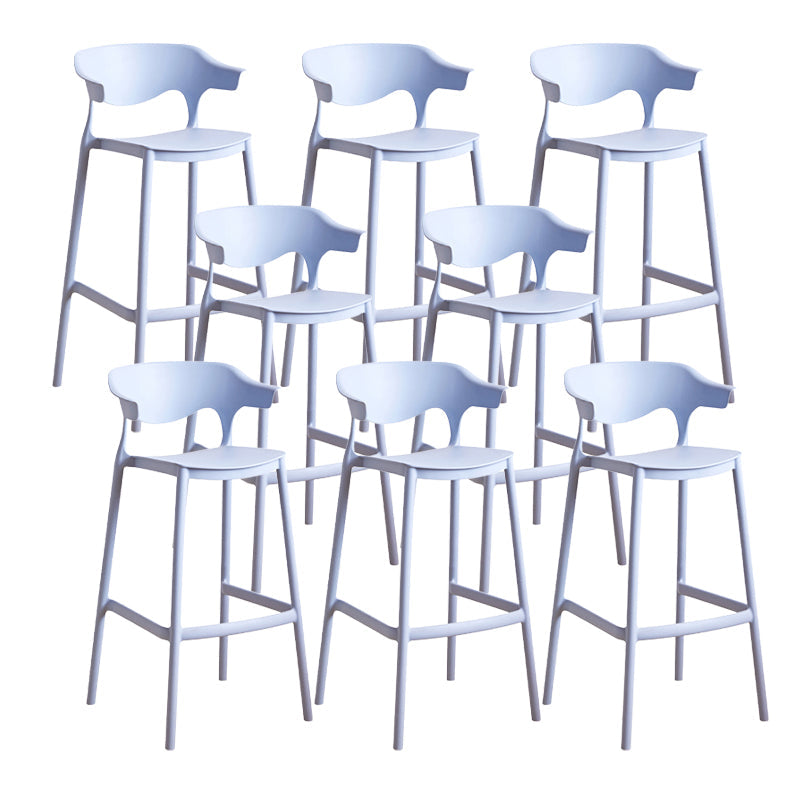 Contemporary Low Back Plastic Armless Bar Stools with Footrest