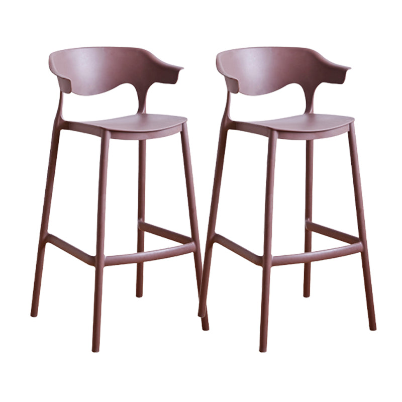 Contemporary Low Back Plastic Armless Bar Stools with Footrest