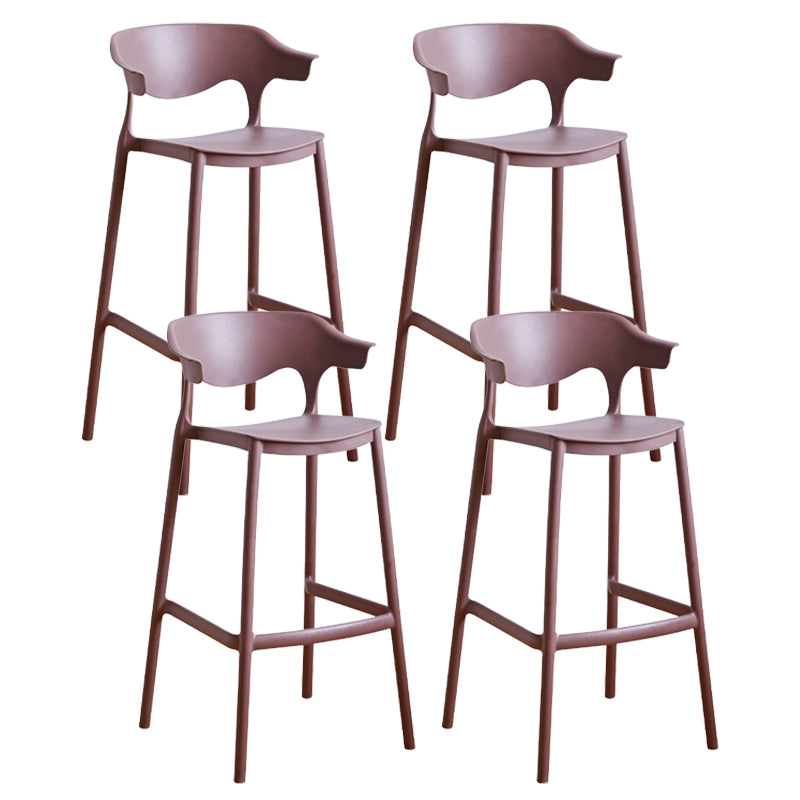 Contemporary Low Back Plastic Armless Bar Stools with Footrest