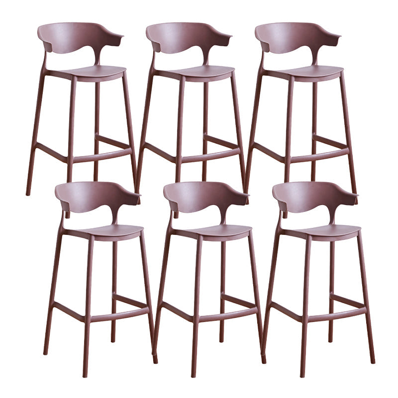 Contemporary Low Back Plastic Armless Bar Stools with Footrest