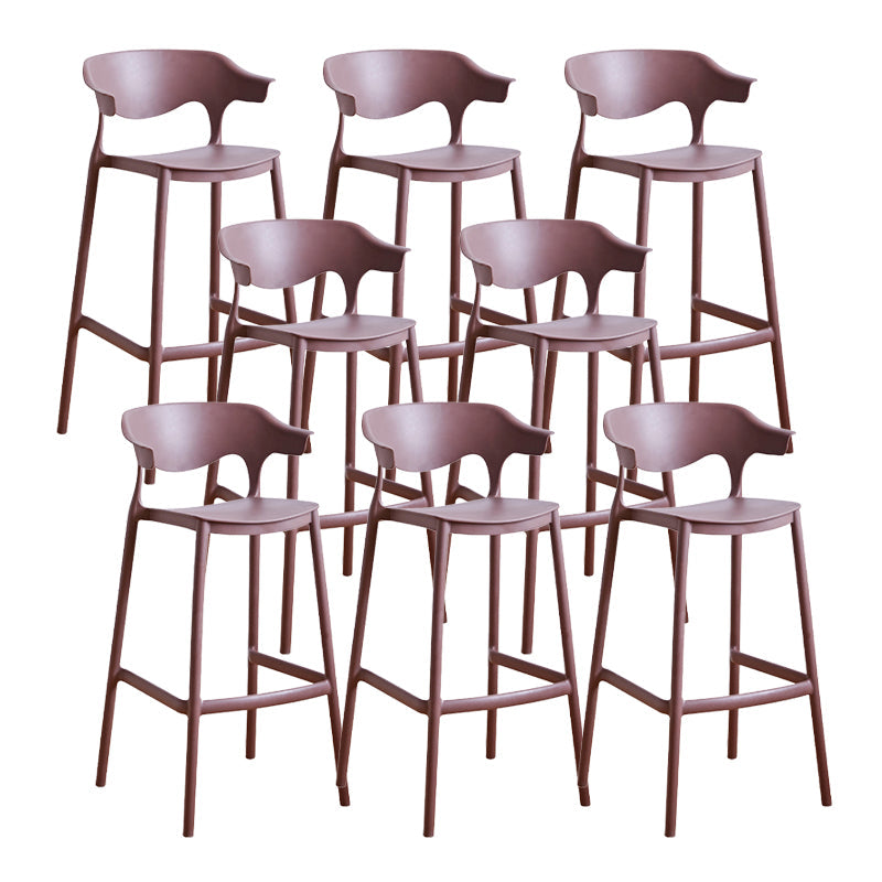 Contemporary Low Back Plastic Armless Bar Stools with Footrest