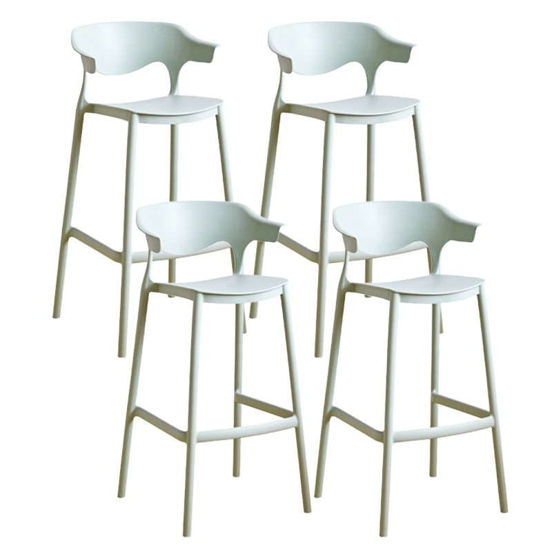 Contemporary Low Back Plastic Armless Bar Stools with Footrest