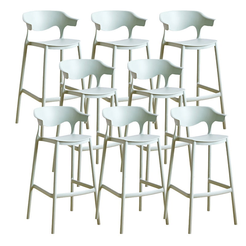 Contemporary Low Back Plastic Armless Bar Stools with Footrest