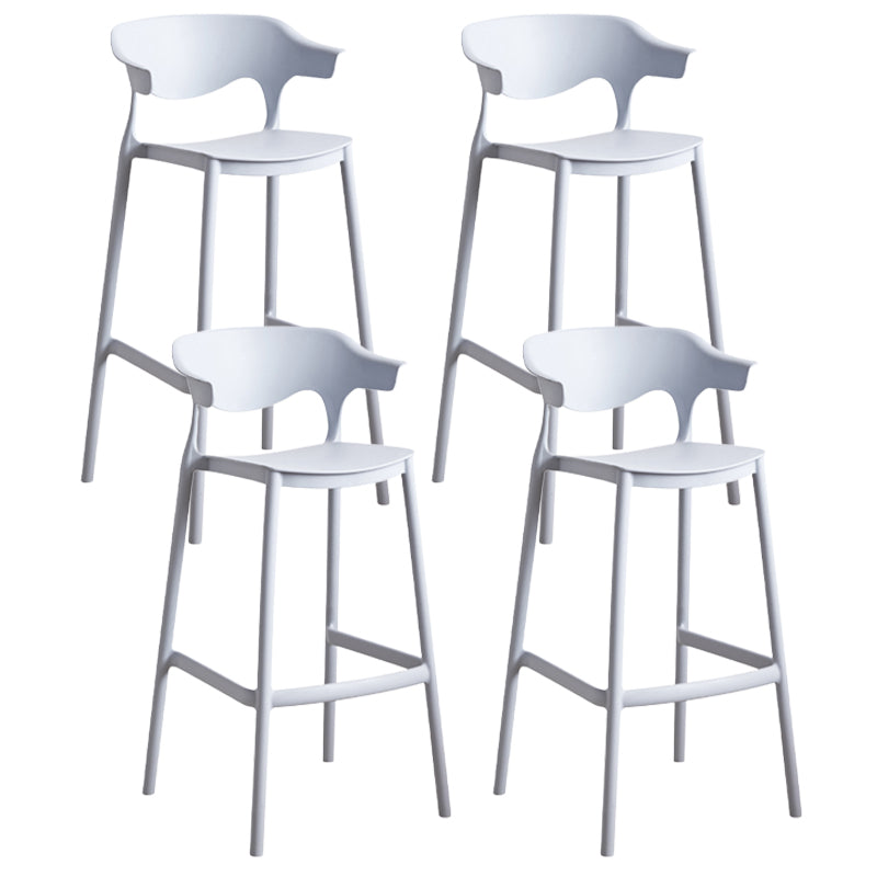 Contemporary Low Back Plastic Armless Bar Stools with Footrest