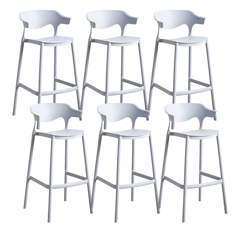 Contemporary Low Back Plastic Armless Bar Stools with Footrest