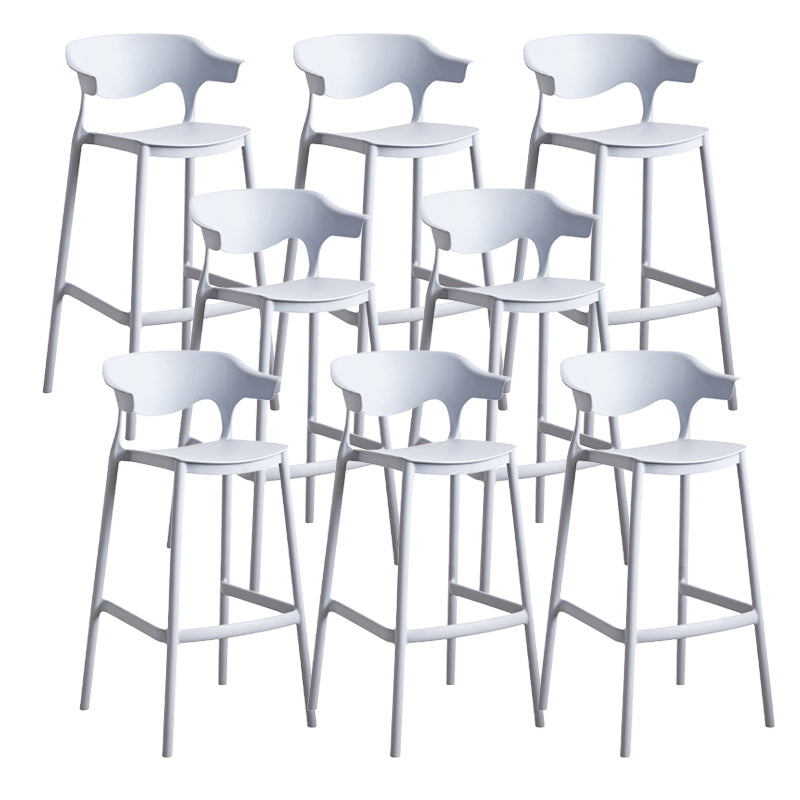 Contemporary Low Back Plastic Armless Bar Stools with Footrest