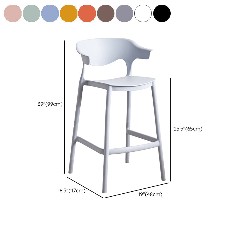 Contemporary Low Back Plastic Armless Bar Stools with Footrest