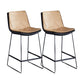 Modern Upholstered Low Back Armless Bar Stools with Metal Base Yellow 2 Piece Set Counter Stool(26"H) Clearhalo 'Bar Furniture' 'Bar Stools' 'bar_stools' 'furn' 'furn_bar_stools' 'Furniture' 'Kitchen & Dining Furniture' 7636961