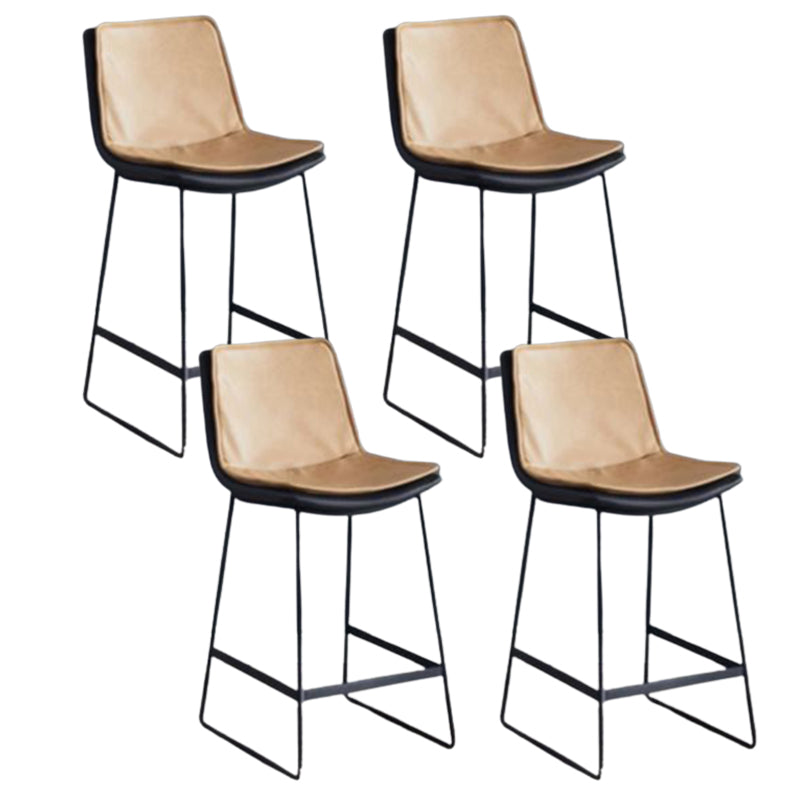 Modern Upholstered Low Back Armless Bar Stools with Metal Base Yellow 4 Piece Set Counter Stool(26"H) Clearhalo 'Bar Furniture' 'Bar Stools' 'bar_stools' 'furn' 'furn_bar_stools' 'Furniture' 'Kitchen & Dining Furniture' 7636964