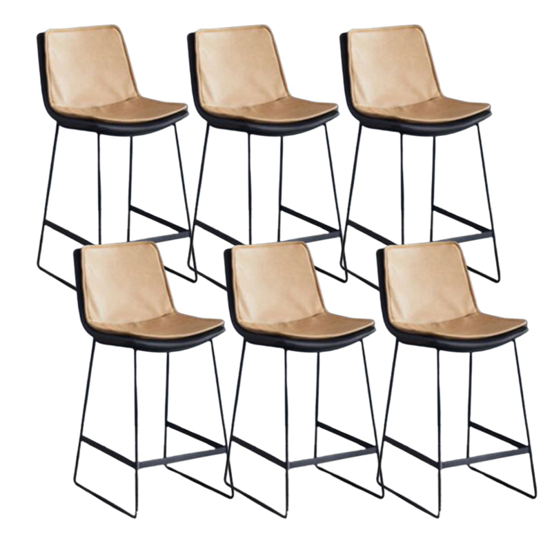 Modern Upholstered Low Back Armless Bar Stools with Metal Base Yellow 6 Piece Set Counter Stool(26"H) Clearhalo 'Bar Furniture' 'Bar Stools' 'bar_stools' 'furn' 'furn_bar_stools' 'Furniture' 'Kitchen & Dining Furniture' 7636966
