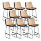 Modern Upholstered Low Back Armless Bar Stools with Metal Base Yellow 8 Piece Set Counter Stool(26"H) Clearhalo 'Bar Furniture' 'Bar Stools' 'bar_stools' 'furn' 'furn_bar_stools' 'Furniture' 'Kitchen & Dining Furniture' 7636968