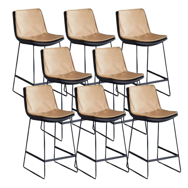 Modern Upholstered Low Back Armless Bar Stools with Metal Base Yellow 8 Piece Set Counter Stool(26"H) Clearhalo 'Bar Furniture' 'Bar Stools' 'bar_stools' 'furn' 'furn_bar_stools' 'Furniture' 'Kitchen & Dining Furniture' 7636968