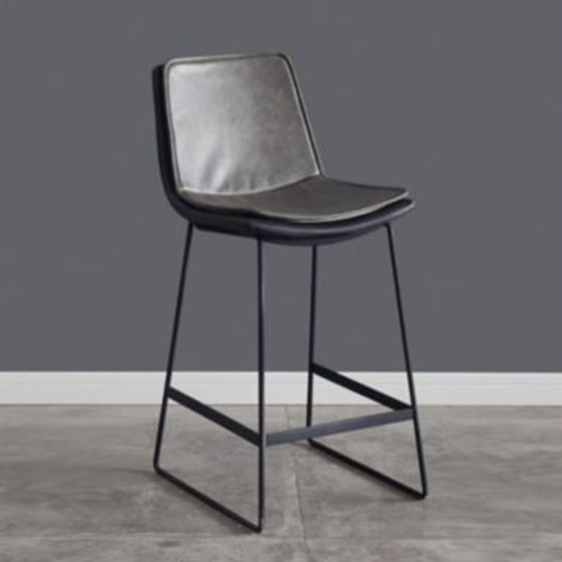 Modern Upholstered Low Back Armless Bar Stools with Metal Base Gray 1 Piece Counter Stool(26"H) Clearhalo 'Bar Furniture' 'Bar Stools' 'bar_stools' 'furn' 'furn_bar_stools' 'Furniture' 'Kitchen & Dining Furniture' 7636970