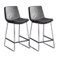 Modern Upholstered Low Back Armless Bar Stools with Metal Base Gray 2 Piece Set Counter Stool(26"H) Clearhalo 'Bar Furniture' 'Bar Stools' 'bar_stools' 'furn' 'furn_bar_stools' 'Furniture' 'Kitchen & Dining Furniture' 7636972