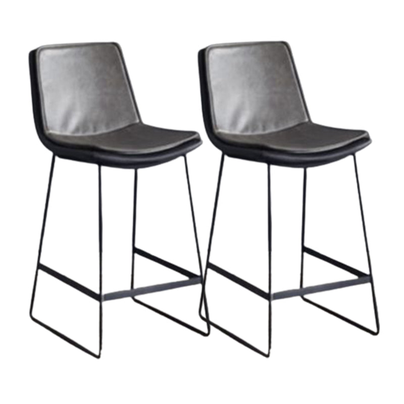 Modern Upholstered Low Back Armless Bar Stools with Metal Base Gray 2 Piece Set Counter Stool(26"H) Clearhalo 'Bar Furniture' 'Bar Stools' 'bar_stools' 'furn' 'furn_bar_stools' 'Furniture' 'Kitchen & Dining Furniture' 7636972