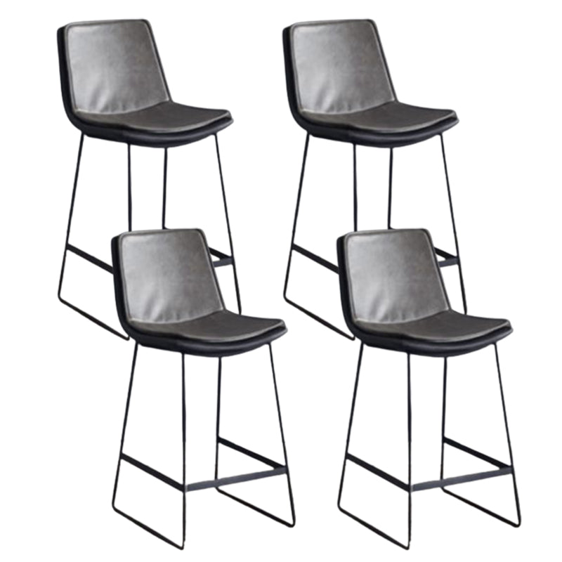 Modern Upholstered Low Back Armless Bar Stools with Metal Base Gray 4 Piece Set Counter Stool(26"H) Clearhalo 'Bar Furniture' 'Bar Stools' 'bar_stools' 'furn' 'furn_bar_stools' 'Furniture' 'Kitchen & Dining Furniture' 7636973