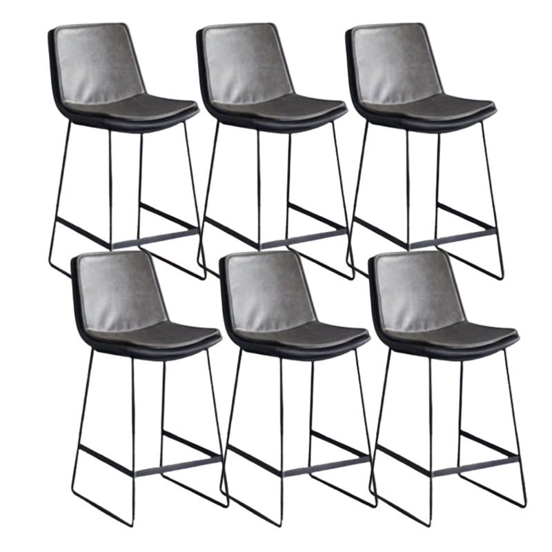 Modern Upholstered Low Back Armless Bar Stools with Metal Base Gray 6 Piece Set Counter Stool(26"H) Clearhalo 'Bar Furniture' 'Bar Stools' 'bar_stools' 'furn' 'furn_bar_stools' 'Furniture' 'Kitchen & Dining Furniture' 7636975