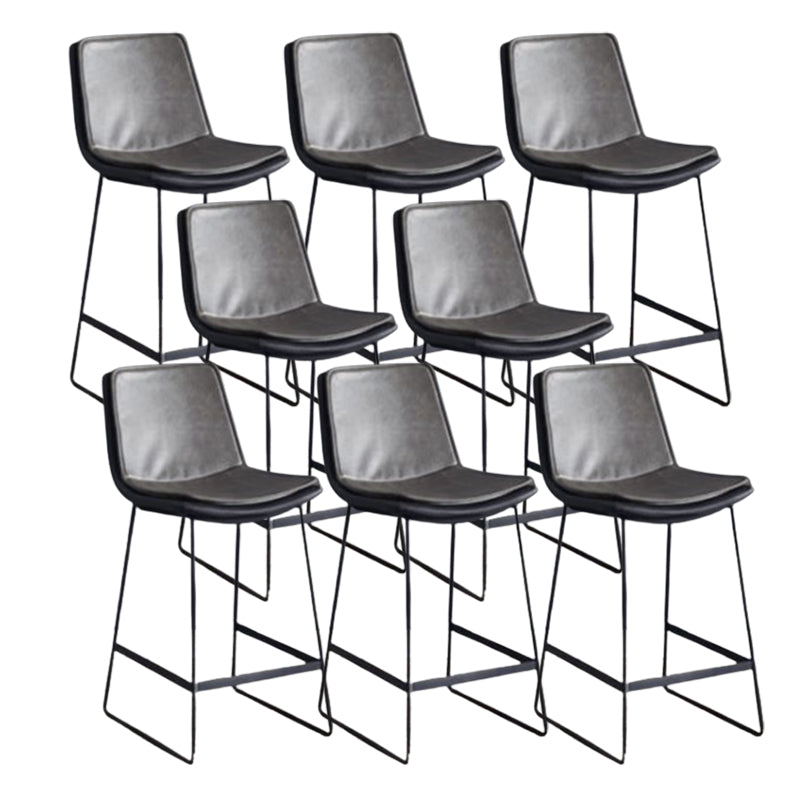 Modern Upholstered Low Back Armless Bar Stools with Metal Base Gray 8 Piece Set Counter Stool(26"H) Clearhalo 'Bar Furniture' 'Bar Stools' 'bar_stools' 'furn' 'furn_bar_stools' 'Furniture' 'Kitchen & Dining Furniture' 7636977