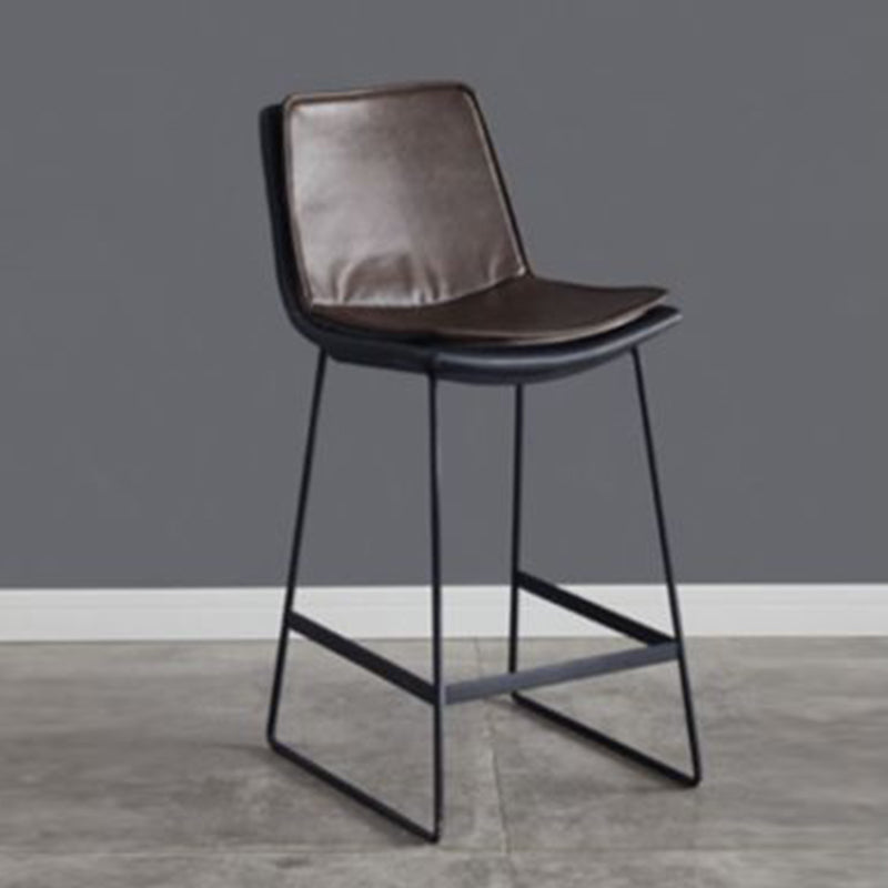 Modern Upholstered Low Back Armless Bar Stools with Metal Base Brown 1 Piece Counter Stool(26"H) Clearhalo 'Bar Furniture' 'Bar Stools' 'bar_stools' 'furn' 'furn_bar_stools' 'Furniture' 'Kitchen & Dining Furniture' 7636979