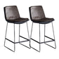Modern Upholstered Low Back Armless Bar Stools with Metal Base Brown 2 Piece Set Counter Stool(26"H) Clearhalo 'Bar Furniture' 'Bar Stools' 'bar_stools' 'furn' 'furn_bar_stools' 'Furniture' 'Kitchen & Dining Furniture' 7636980