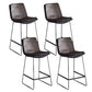 Modern Upholstered Low Back Armless Bar Stools with Metal Base Brown 4 Piece Set Counter Stool(26"H) Clearhalo 'Bar Furniture' 'Bar Stools' 'bar_stools' 'furn' 'furn_bar_stools' 'Furniture' 'Kitchen & Dining Furniture' 7636981