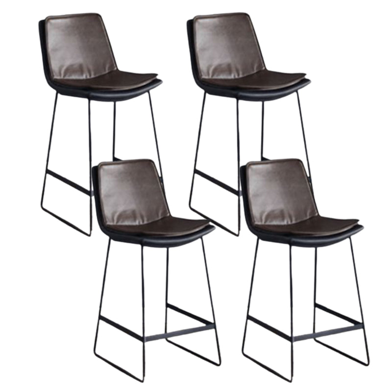 Modern Upholstered Low Back Armless Bar Stools with Metal Base Brown 4 Piece Set Counter Stool(26"H) Clearhalo 'Bar Furniture' 'Bar Stools' 'bar_stools' 'furn' 'furn_bar_stools' 'Furniture' 'Kitchen & Dining Furniture' 7636981