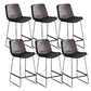 Modern Upholstered Low Back Armless Bar Stools with Metal Base Brown 6 Piece Set Counter Stool(26"H) Clearhalo 'Bar Furniture' 'Bar Stools' 'bar_stools' 'furn' 'furn_bar_stools' 'Furniture' 'Kitchen & Dining Furniture' 7636982