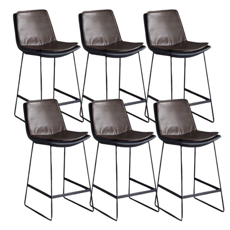 Modern Upholstered Low Back Armless Bar Stools with Metal Base Brown 6 Piece Set Counter Stool(26"H) Clearhalo 'Bar Furniture' 'Bar Stools' 'bar_stools' 'furn' 'furn_bar_stools' 'Furniture' 'Kitchen & Dining Furniture' 7636982