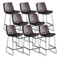 Modern Upholstered Low Back Armless Bar Stools with Metal Base Brown 8 Piece Set Counter Stool(26"H) Clearhalo 'Bar Furniture' 'Bar Stools' 'bar_stools' 'furn' 'furn_bar_stools' 'Furniture' 'Kitchen & Dining Furniture' 7636983