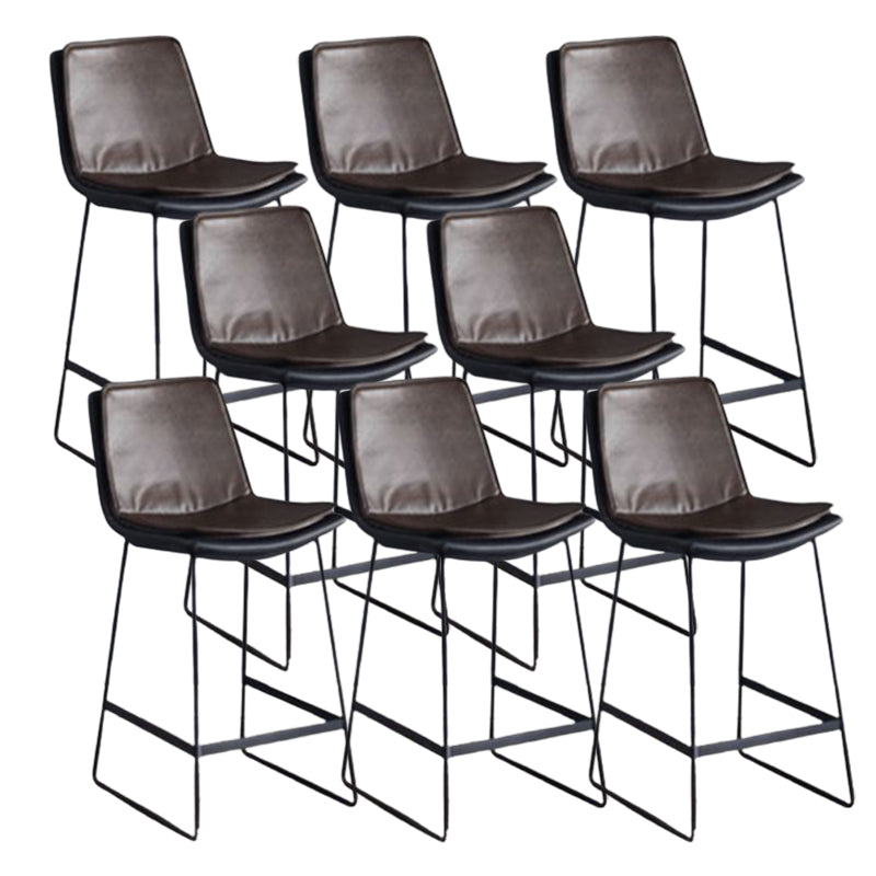 Modern Upholstered Low Back Armless Bar Stools with Metal Base Brown 8 Piece Set Counter Stool(26"H) Clearhalo 'Bar Furniture' 'Bar Stools' 'bar_stools' 'furn' 'furn_bar_stools' 'Furniture' 'Kitchen & Dining Furniture' 7636983