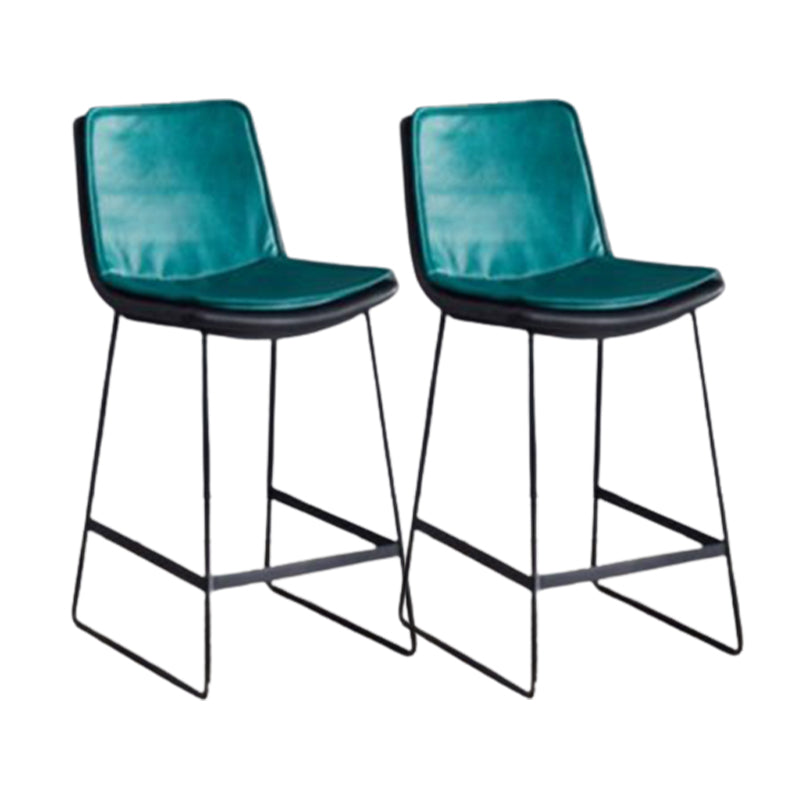 Modern Upholstered Low Back Armless Bar Stools with Metal Base Blue 2 Piece Set Counter Stool(26"H) Clearhalo 'Bar Furniture' 'Bar Stools' 'bar_stools' 'furn' 'furn_bar_stools' 'Furniture' 'Kitchen & Dining Furniture' 7636985
