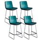 Modern Upholstered Low Back Armless Bar Stools with Metal Base Blue 4 Piece Set Counter Stool(26"H) Clearhalo 'Bar Furniture' 'Bar Stools' 'bar_stools' 'furn' 'furn_bar_stools' 'Furniture' 'Kitchen & Dining Furniture' 7636986