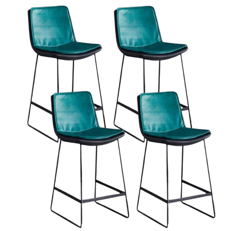 Modern Upholstered Low Back Armless Bar Stools with Metal Base Blue 4 Piece Set Counter Stool(26"H) Clearhalo 'Bar Furniture' 'Bar Stools' 'bar_stools' 'furn' 'furn_bar_stools' 'Furniture' 'Kitchen & Dining Furniture' 7636986