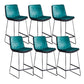 Modern Upholstered Low Back Armless Bar Stools with Metal Base Blue 6 Piece Set Counter Stool(26"H) Clearhalo 'Bar Furniture' 'Bar Stools' 'bar_stools' 'furn' 'furn_bar_stools' 'Furniture' 'Kitchen & Dining Furniture' 7636987