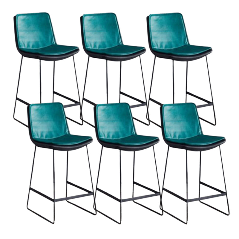Modern Upholstered Low Back Armless Bar Stools with Metal Base Blue 6 Piece Set Counter Stool(26"H) Clearhalo 'Bar Furniture' 'Bar Stools' 'bar_stools' 'furn' 'furn_bar_stools' 'Furniture' 'Kitchen & Dining Furniture' 7636987