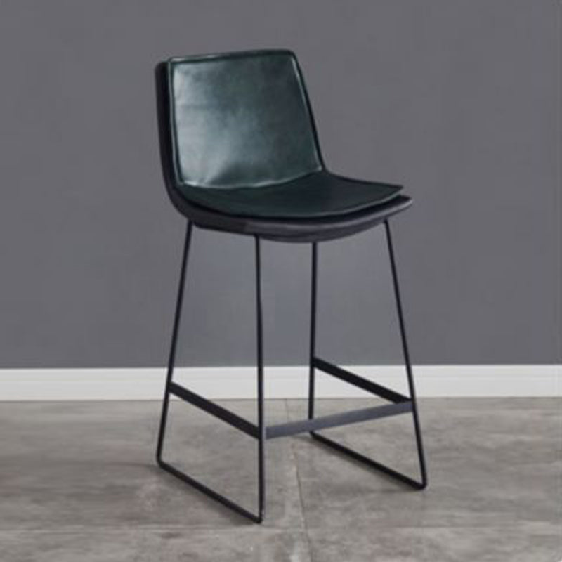 Modern Upholstered Low Back Armless Bar Stools with Metal Base Green 1 Piece Counter Stool(26"H) Clearhalo 'Bar Furniture' 'Bar Stools' 'bar_stools' 'furn' 'furn_bar_stools' 'Furniture' 'Kitchen & Dining Furniture' 7636989